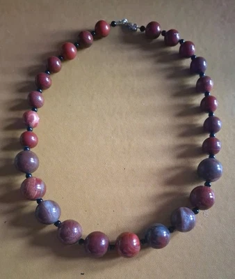 Vintage Boho Chunky Natural Agate Graduated Beadef Necklace - Image 1 of 2