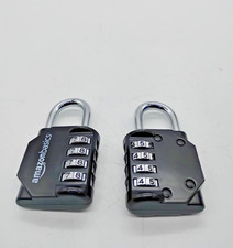 Amazon Basics 4-Digit Combination Lock Black Resettable Padlock 2-Pack for Gym