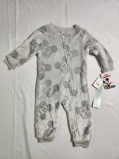 Disney Junior Mickey Mouse Soft Fleece Full Body Zip Up Pajamas Grey Size 18M