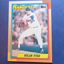 1990 Topps Nolan Ryan #1 Texas Rangers Baseball Base Set Card rare error card