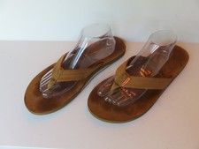 Hari Mari Men’s Fields Flip Flops Size 12 Brown Leather Thong GUC