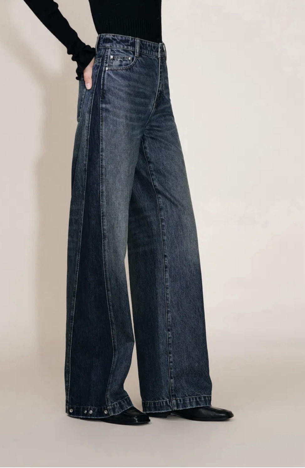 FABRIQUE Mia Two Tone Panel Jeans in Cotton Denim