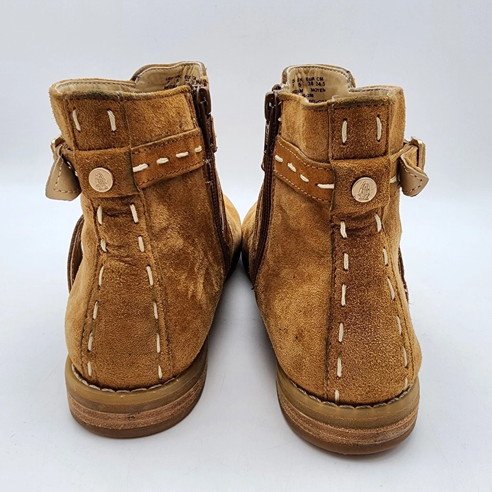Hush Puppies Chardon Belt Suede Boots Booties Womens Size 7 Cognac Brown Western - Image 4 of 4