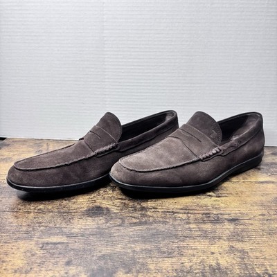 Tod's Shoes Mens Size 8 Brown Suede Penny Loafers Made In Italy Dress