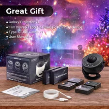Galaxy Ultral Star Projector HD Image Area LED Night Light, 13 Film Discs,360° R