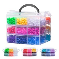 3600Pcs Pony Beads, 18 Assorted Colored Beads for Bracelets Making, Kandi Fri...