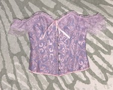 Women s Corset Bustier Purple/Pink Lace-Up Boned off-the-shoulder strap Size M