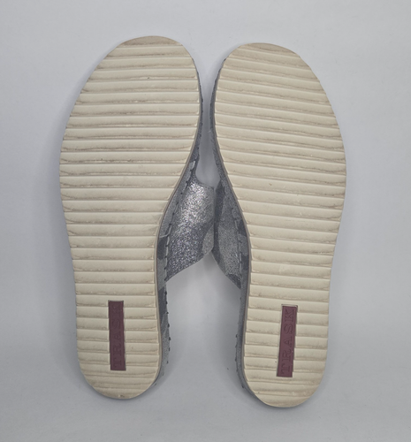 Trask Metallic Silver Camo Slide Sandal Womens 7 M Suede Footbed Comfort Shoe - Picture 13 of 14