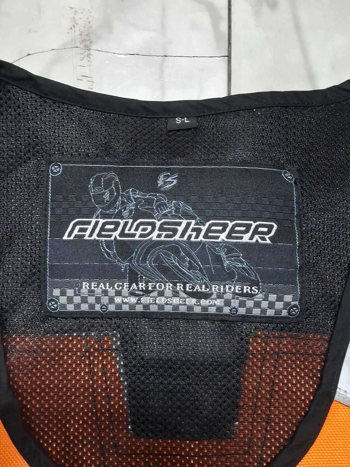 Fieldsheer Men's Motorcycle Vest Orange Hi-Visibility Reflective Zip SM-L - product detail image 6