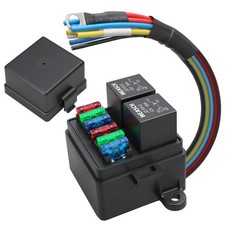 12V Pre-Wired Fuse Relay Box, 4-Pin 80A Block and Kit, 2 Relays 6...