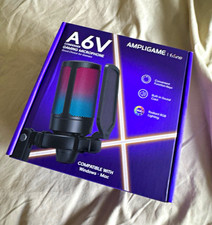 FIFINE Ampligame A6V USB Freestanding Microphone RGB Built-In Sound Card Black