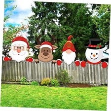 4 Pcs Christmas Fence Peeker Decoration Garden Yard Decorations Cute Style
