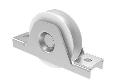 Laufrolle mit  U  profil mit stütze und lager, INOX / NYLON, D80mm