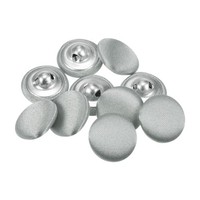 10 StüCk 24L Stoffbezogene KnöPfe 15Mm Rund Metall Schaft NäHknöPfe, Silberton