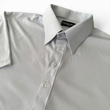 Collars Co. Dress Collar Polo Men M Light Blue Performance Short Sleeve Button