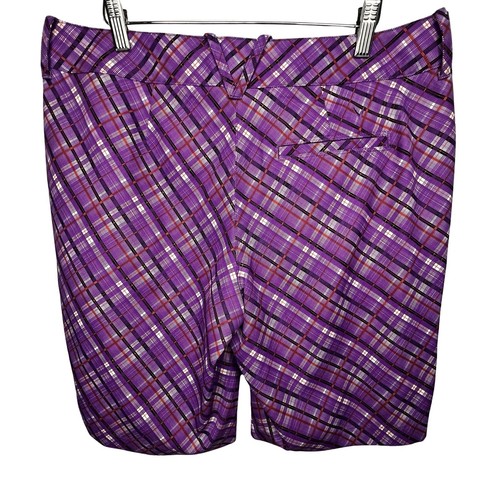 Callaway Opti-Dri Golf Shorts Womens 12 Purple Dewberry Plaid Golfing BNWOT - Picture 2 of 21