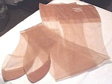 PR VTG SEAMLESS MESH GARTER TOP NYLON STOCKINGS NUDE HEEL 8 1/2 x 29 1/2