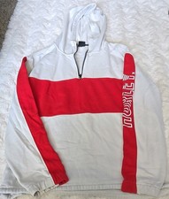 Hurley Colorblock Hooded Pullover 1/4 Zip Sweatshirt White Res Boys Size L