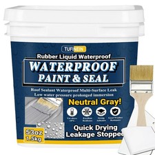 Rubber Liquid Waterproof Sealant, 53Oz/1.5Kg Neutral Gray Quick Drying Multi Su