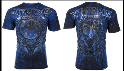 #ad XTREME COUTURE by AFFLICTION Blue HONORABLE Short Sleeve Slim Fit T shirt NWT $17.99