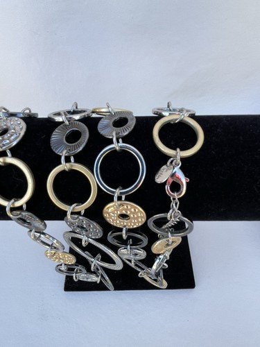 Lia Sophia Gold, Silver, & Gun Metal Tone Long Statement Necklace 40”-43” - Picture 3 of 9