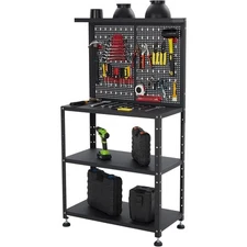 Workbench with Pegboard Heavy Duty Steel Work Table with Hanging Kit Workstation