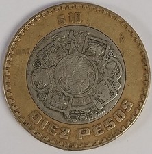 1997 Mexico 10 Pesos Bi-Metallic Coin