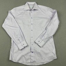 Eton Shirt Mens 16 Purple Check Slim Fit Long Sleeve Dress Spread Collar Formal