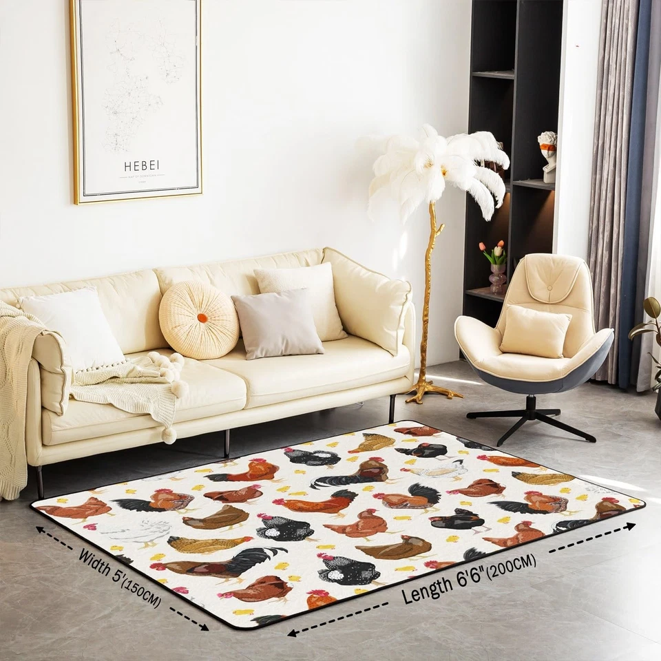 Alfombra de área de pollo 3x5 animales de granja alfombras de sala para niños niñas adolescentes granja N... Foto 2 de 4