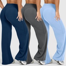 Womens Buttery Soft Straight Leggings Bottoms High Waist Wide Leg GYM Yoga Pants