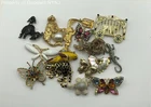 Vintage Animal Costume Jewelry Brooch 14pc Rhinestone Enamel Butterfly 189g
