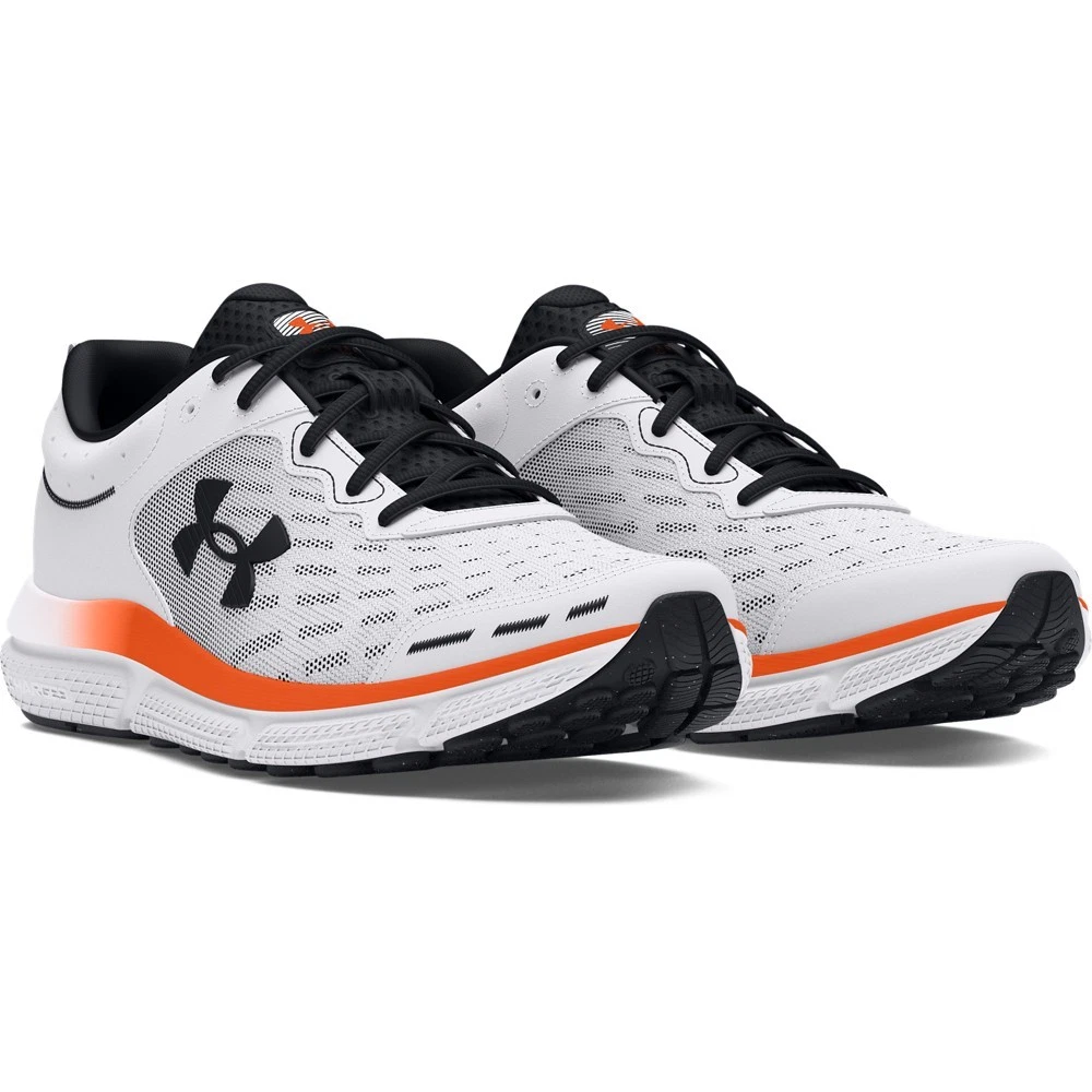 Under Armour 3026175 Men's Charged Assert 10 Running Shoes White/Orange Size 7.5