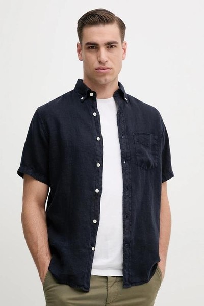 Men Gant Shirt Navy Linen 44 / XXL / 52