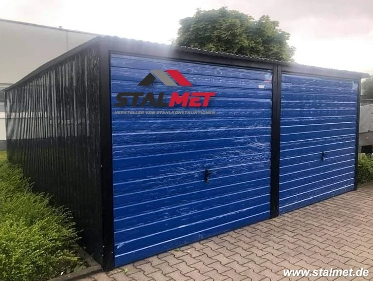 Blechgarage 6x5x2,14m mit Pultdach Fertiggarage aus Blech nach Mass mit Montage - Bild 3 von 4
