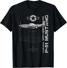 P-51 Mustang WWII Fighter Airplane Profile T-Shirt