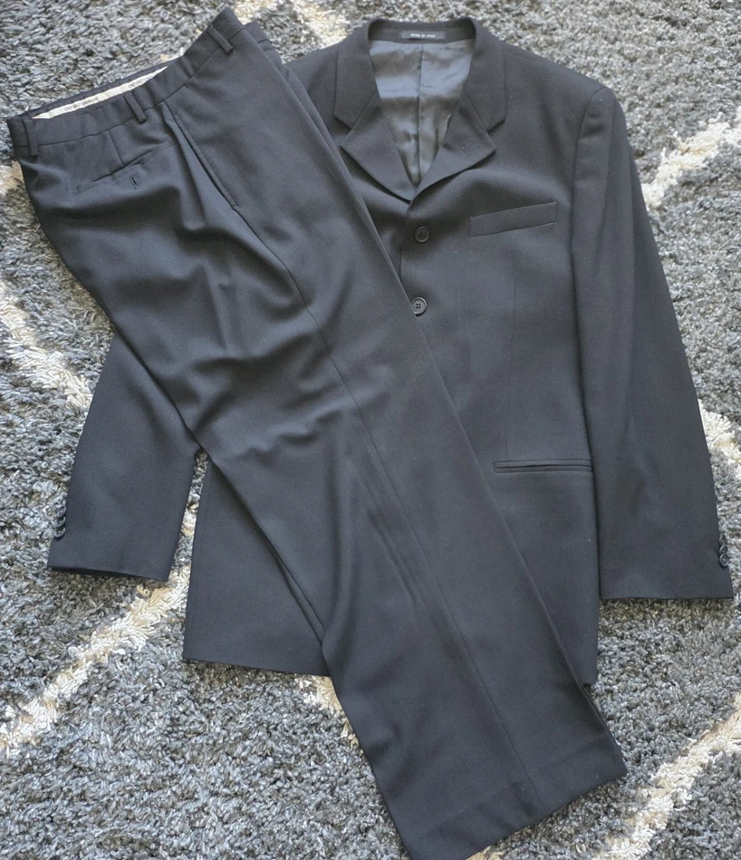 Emporio Armani Italia Negro Lana Manga Larga 2 Piezas Hombre Traje Pantalón Conjunto Talla 42R Foto 2 de 4