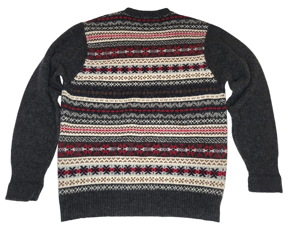 Pendleton Wool Knit Sweater Men's XL Grey Shetland Wool Fair Isle Holidays - Image 3 of 4