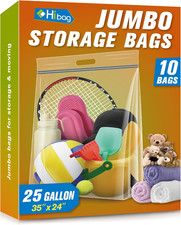 25 Gallon Jumbo Storage Bags, 35 X 24 Resealable Clear Bags with Handle, Ex...