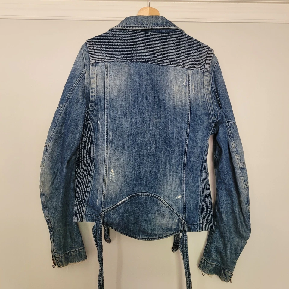 罕见 Pierre Balmain Moto 自行车蓝色牛仔夹克 $1,920 36 / 50 / 大号 — 第 3/4 张图片