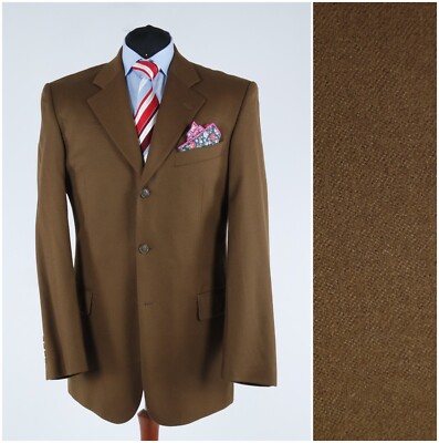 Mens Brown Sport Coat 42L US Size CAVALIERE OF SWEDEN Wool Blazer Jacket