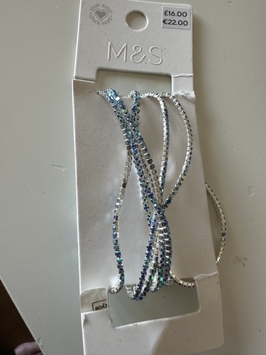 M&S Silver and Blue Sparkly Bracelet NEW - Picture 3 of 4
