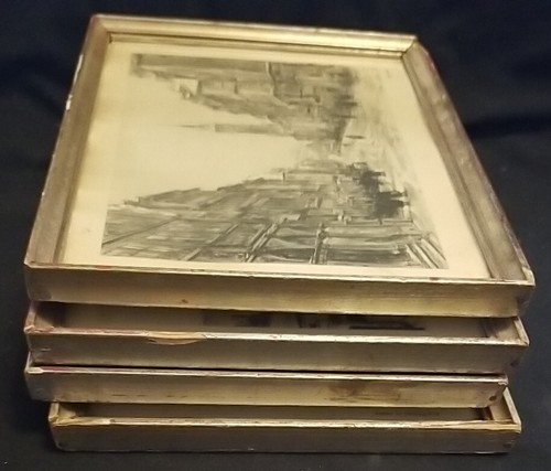 4 antike Vintage gerahmte Radierungen 6,25 x 4,75 Deutschland, Details siehe Fotos - Bild 23 von 23
