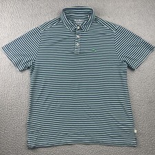 Tommy Bahama Island Zone Polo Shirt Mens Large Blue Green Striped Pima Blend