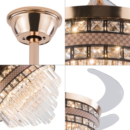 42 Inch Ceiling Fan Light Chandeliers LED Hanging Pendant Lamp Fixture W/Remote - Picture 8 of 19