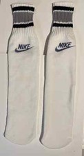 Nike Swoosh Spell out Vintage 90s Basketball Tube Socks White/Grey Stripe 17"