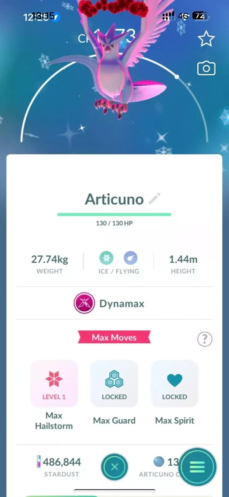 Shiny Articuno Dynamax for Trade in Pokémon Go Mini PTC Registered