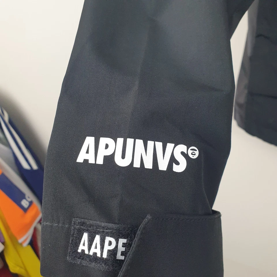 Aape A Bathing Ape Jacket Mens Small Black Camo Panel Reflective Hooded - Image 4 of 4