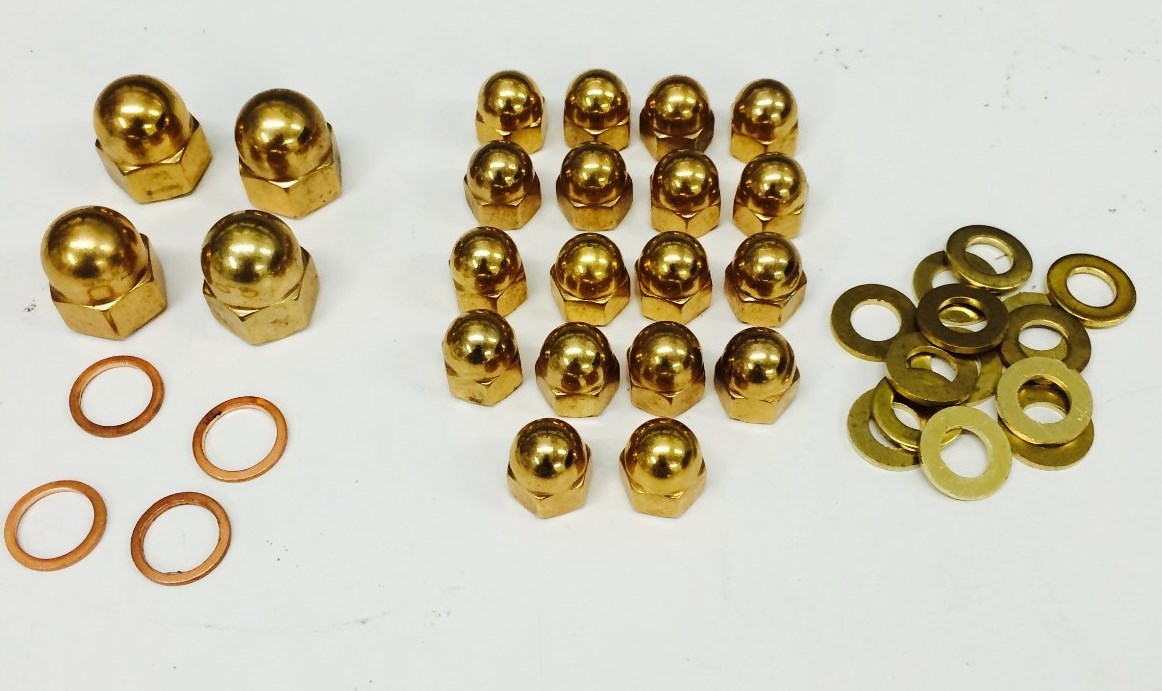 Harley Shovelhead rocker box valve cover 24k GOLD PLATED ACORN NUTS