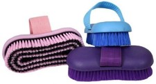 Showman SOFT RUBBER GRIP BRUSH w/ 1" bristles For horse pony grooming 3 COLORS 