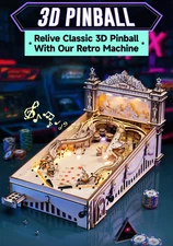 DIY 3D Wooden Pinball Puzzle - Vintage Style Machine for Kids, Adults & Family